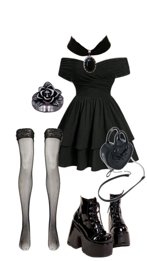 Macabre Fashion, Goth Outfit Inspo, Estilo Cholo, Gothic Clothes, Two Piece Homecoming Dress, Korean Dress, Night Out Outfit, Swaggy Outfits, Gothic Outfits