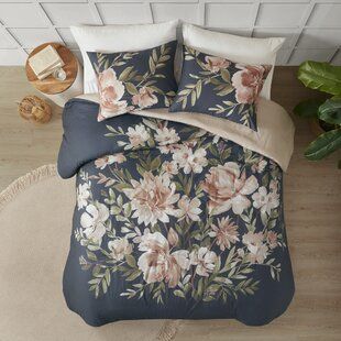 Modern Chic Bedroom, Navy Duvet Cover, Navy Duvet, Graceful Style, Cotton Comforter Set, King Duvet Cover Sets, Blue Duvet Cover, Full Duvet Cover, Floral Duvet Cover