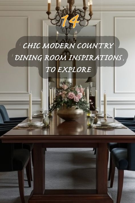 Exploring the beauty of modern country dining rooms has become my passion! This elegant setup features a stunning wooden table surrounded by plush chairs, perfect for family gatherings or intimate dinners. The soft tones and fresh flower centerpiece create a warm, inviting atmosphere that I absolutely adore. Join me as we dive into 14 inspiring looks to elevate your dining space! Dining Room Mahogany Table, Homely Dining Room, Dining Room Sets Traditional, French Traditional Dining Room, Dining Room Inspiration Traditional, Modern Colonial Dining Room, Modern Country Dining Room, Traditional Modern Dining Room, Modern Victorian Bedroom Ideas