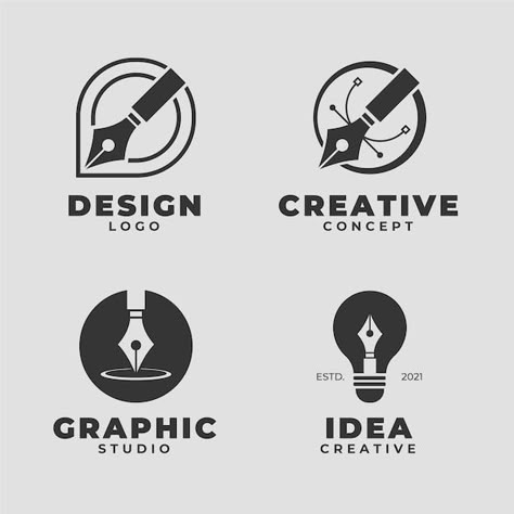 Colección de logotipo de diseñador gráfi... | Premium Vector #Freepik #vector #logo-empresa #logo-negocios #logo-corporativo #eslogan Minimalist Flat Design, Logo Sketch Design, Graphic Designer Logo, Flat Logo Design, Minimalist Flat, Logo Sketches, Character Design Challenge, Create Logo, Flat Logo