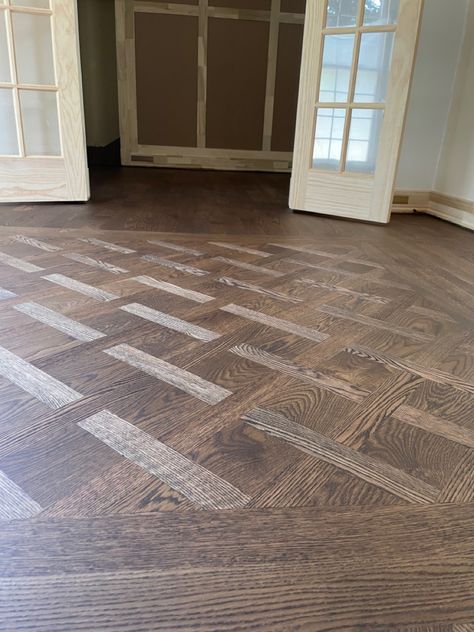 #woodflooringideas #basketweave #durasealdarkwalnut Wood Flooring Dark, Foyer Design, Elegant Home Decor, Wood Flooring, Basket Weave, Elegant Homes, Floor Design, Wood Floors, Basket Weaving