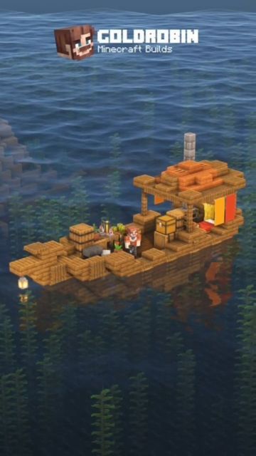 Fisher House Minecraft, Fishing Shack Minecraft, Minecraft Boat Build, Minecraft Boat, Minecraft Base, Gaming Ideas, Fishing Shack, Minecraft Inspiration, Minecraft Inspo