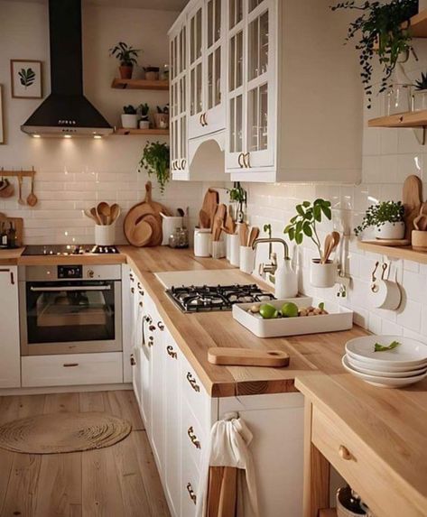 Earthy Kitchen, Brown Kitchen Cabinets, Dream Country, Farmhouse Aesthetic, Future Kitchen, Brown Kitchens, Farmhouse Kitchen Design, Cottage Ideas, Dream House Rooms