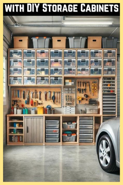 [PaidLink] Tired Of Garage Clutter? Discover How Diy Storage Cabinets Can Transform Your Space. Customize Your Cabinets To Fit Your Needs, Save Money, And Enjoy A More Organized Garage. With Clear Containers, Labeled Shelves, And Smart Use Of Space, Find Everything With Ease. Elevate Your Garage's Functionality And Safety. Start Your Diy Journey Now For A Tidy, Efficient Garage! #Diystorage #Garagemakeover #Homeimprovement #garageorganizationideasstoragecabinets Garage Organization Ideas Storage, Creative Shelving Ideas, Custom Garage Cabinets, Cabinets Garage, Garage Clutter, Garage Ceiling Storage, Organized Garage, Garage Organizer, Garage Storage Inspiration