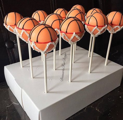 Basketball Cake Pops, Basketball Birthday Cake, Basketball Themed Birthday Party, Basketball Theme Birthday, Ice Cream Cake Pops, Basketball Baby Shower, Basketball Theme Party, Basketball Birthday Parties, Basketball Cake