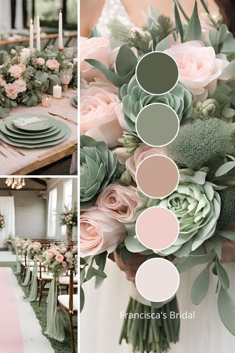 Sage Green And Blush Wedding Palette, Wedding Colors Natural, Soft Wedding Colors Colour Palettes, Garden Theme Wedding Color Palette, Eucalyptus Blush Wedding, Sage Green And Rose Wedding, Engagement Party Color Schemes Colour Palettes, Color Pallet For Wedding, Mauve And Green Wedding Colors