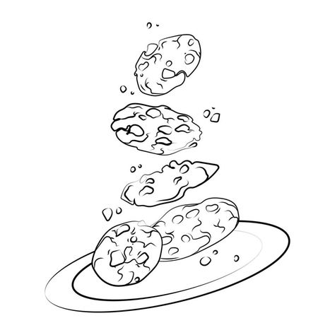 Cookies with chocolate crisps falling into a plate Line art drawing vector isolated illustration.Traditional dessert Bitten, broken, cookie crumbs,hand drawn black white sketch Plate Of Cookies Drawing, Cookie Doodle Drawing, Cookie Line Art, Cookies Drawing Illustration, Cookie Art Drawing, Dessert Sketch, Cookie Sketch, Plate Sketch, Cookie Drawing