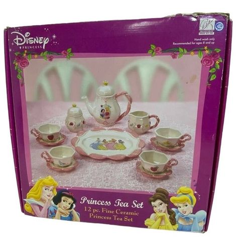 Disney Princesses 12 Piece Fine Ceramic Tea Set 2003 Complete #1537 Original Box Disney Character Makeup, Character Jewelry, Character Styles, Childhood Memories 2000, Ceramic Tea Set, Character Makeup, Disney Ornaments, Porcelain Tea Set, Different Artists