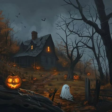 Halloween Scenery, Halloween Mansion, Fall Friends, Creepy Houses, Halloween Wallpaper Cute, Halloween Facts, Friends Art, Whimsical Halloween, Halloween Artwork