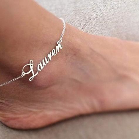 Name Anklet, Minimalist Anklet, Pretty Letters, Stylish Name, Sterling Silver Anklet, Customized Jewelry, Silver Anklets, Foot Jewelry, Ankle Bracelet