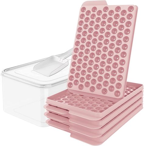 WIBIMEN Mini Ice Cube Trays, Upgraded Small Ice Cube Trays Easy Release, 104x4 PCS Tiny Ice Cube Tray Crushed Ice Tray for Chilling Drinks Coffee Juice(4Pack Pink Ice trays & Ice Bin & Ice Scoop) Baby Pink Kitchen, Pink Kitchen Aesthetic, Tiny Ice Cube Tray, Must Haves On Amazon, Home Coffee Recipes, At Home Coffee Recipes, House Necessities, Mini Ice Cube Tray, Large Ice Cube Tray