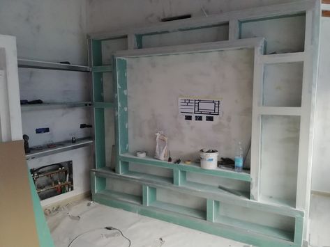 Hall Tv Unit Design Modern Cement, Tv Cupboard Design For Hall With Cement, Tv Unit Design Modern With Cement, Tv Wall Design With Cement, Tv Cupboard Design For Hall, Cupboard Design For Hall, Shelf Designs For Hall, Tv Shelf Design, Tv Showcase Design