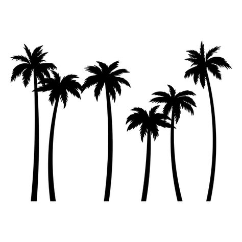 Palm Trees Design, Palm Tree Cricut Ideas, Palm Tree Line Art, Coconut Tree Silhouette, Palm Tree Outline, Palm Tree Svg Free, Palm Tree Silloutes, Palm Tree Graphic Design, Black Palm Tree