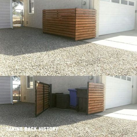 Trash Can Ideas, Can Ideas, Luxury Landscape, Well Cover, Plunge Pools, Metal Gate, Outside Storage, Bin Store, Privacy Screens