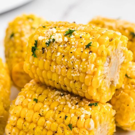 Air Fryer Frozen Corn on the Cob Corn In Air Fryer Oven, Air Fryer Frozen Corn On The Cob, Cook Frozen Corn On Cob, Roast Corn In Air Fryer, Cooking Corn On The Cob In Air Fryer, Corn Recipes Cob, Buttery Corn, Hot Corn, Air Fryer Cooking Times