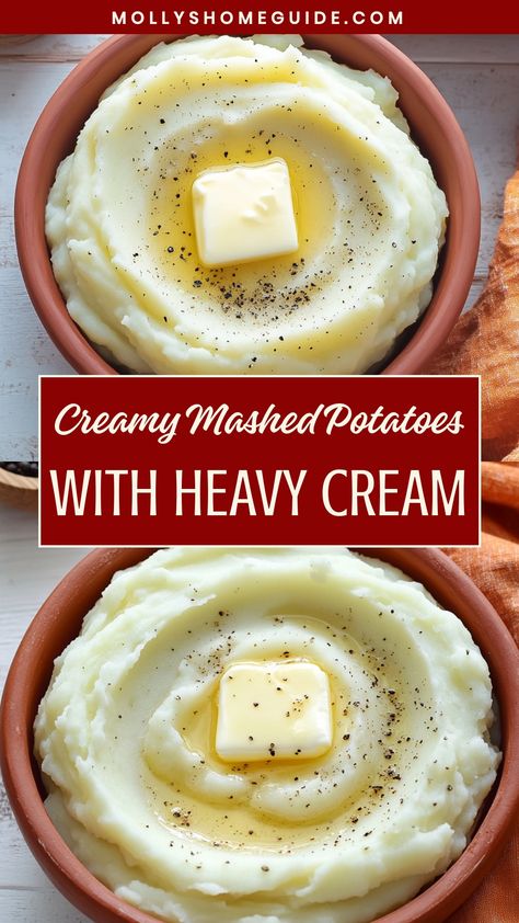 Indulge in the ultimate comfort food with this creamy and decadent mashed potatoes recipe made with heavy cream. Perfect for any occasion, these rich and velvety mashed potatoes will melt in your mouth and leave you wanting more. Whether it's a holiday feast or a simple weeknight dinner, this dish is sure to impress your family and friends. Elevate your meal with the perfect side of mashed potatoes that are fluffy, smooth, and irresistibly delicious. Mashed Potatoes Recipe Creamy, Creamy Thanksgiving Mashed Potatoes, Tipsy Housewife Mashed Potatoes, The Best Creamy Mashed Potatoes, Easy Best Mashed Potatoes, Julia Child Mashed Potato Recipe, Creamy Mash Potato Recipes, Thanksgiving Sides Mashed Potatoes, Quick Mashed Potatoes Recipe