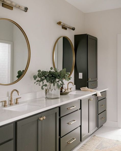 Black Birch Homes, Dark Vanity, Updated Living Room, House Bathroom Designs, Guest Bathroom Decor, New House Bathroom, Bathroom Inspiration Modern, Living Room Update, Master Bath Remodel