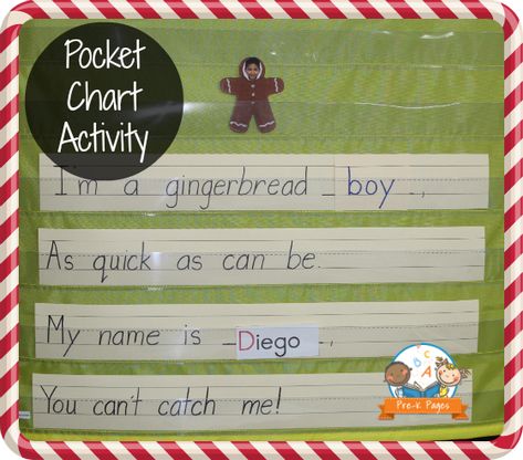 Gingerbread Pocket Chart Game Gingerbread Poem, Gingerbread Kindergarten, Gingerbread Preschool, Preschool Gingerbread, Gingerbread Man Unit, Name Activity, Gingerbread Unit, Gingerbread Man Activities, December Kindergarten