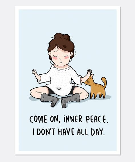 Landysh | Lingvistov - Online Store Inner Peace Quotes Funny, Inner Peace Drawing, Inner Peace Illustration, Illustration Quotes Funny, Inner Peace Art, Inner Peace Quotes, Cute Images With Quotes, Funny Greetings, Illustration Quotes