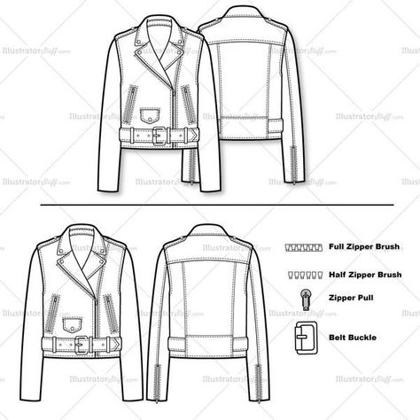 Leather Jacket Sketch, Biker Jacket Pattern, Jacket Sketch, Clothing Fabric Patterns, Fashion Sketch Template, Jacket Drawing, Design Studio Workspace, Sketch Template, Oversize Jacket