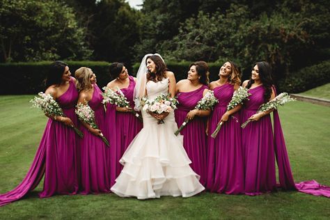 Bridesmaid Dresses Fuchsia, Magenta Bridesmaids Dresses, Fuschia Bridesmaid Dresses Color Schemes, Fuschia Pink Bridesmaid Dresses, Bridesmaid Dresses Magenta, Fushia Bridesmaids, Dark Pink Bridesmaid Dresses, Magenta Wedding Decorations, Magenta Bridesmaid