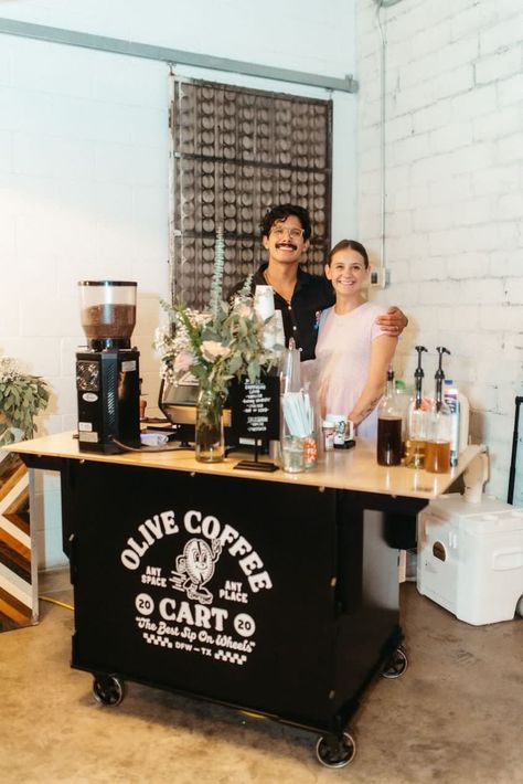 General 5 — Olive Coffee Cart Coffee Stand Aesthetic, The Nitro Bar, Coffee Bar Station Party, Coffee Cart Aesthetic, Coffee Truck Ideas Mobile Cafe, Coffee Cart Ideas Business, Coffee Booth, Coffee Catering, Mobile Coffee Cart