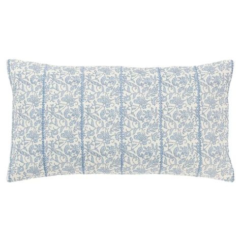 14"x26" Oversized Botanical Lumbar Throw Pillow Cover Blue - Rizzy Home : Target Throw Pillows Blue Couch, Purple Throw Pillow, Aesthetic Throw Pillows On Bed, Blue And Pink Pillows, Dorm Throw Pillows, Room Trinkets, Dc Bedroom, Purple Accent Pillows, Curated Spaces