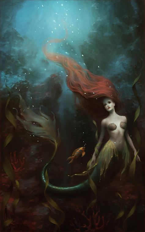 ArtStation - The little mermaid, Melanie Delon Mermaid Artwork, Fantasy Mermaids, Mermaid Drawings, Mermaid Tale, Mermaid Dreams, Mermaids And Mermen, Art Disney, Beautiful Mermaids, Pretty Stuff