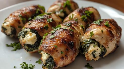 Delightful Spinach and Feta Stuffed Chicken Rolls - Luscious Recipes Spinach Feta Chicken Rolls, Spinach And Ricotta Stuffed Chicken, Spinach And Feta Chicken Rolls, Stuffed Chicken Rolls, Spinach And Feta Stuffed Chicken, Spinach Feta Chicken, Feta Stuffed Chicken, Feta Stuffed Chicken Breast, Luscious Recipes