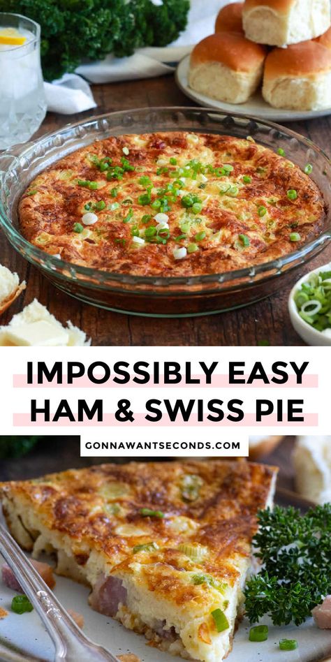 Impossible Ham And Swiss Pie, Bisquick Casseroles, Ham And Swiss Pie, Retreat Recipes, Impossible Pies, Ham Pie, Cork House, Ham Dishes, Casserole Breakfast