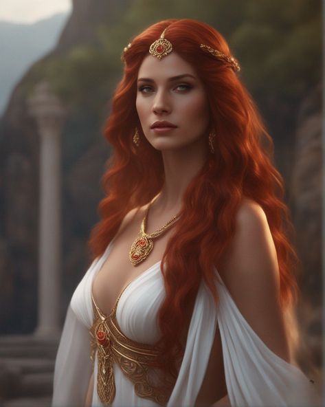 Red Hair Lady Art, Red Hair Elf Female, Female Character Inspiration Red Hair, Fairy With Red Hair, Princess With Red Hair, Redhead Character Art, Red Head Princess, Redhead Princess, Red Haired Princess