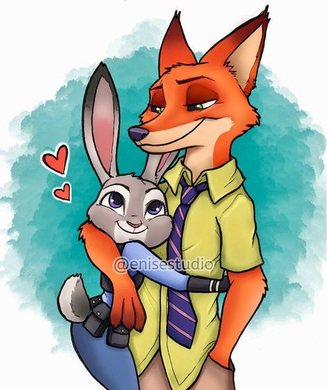 Zootopia Love, Disney Characters Zootopia, Disney Zootropolis, Zootopia Fanart, Zootopia Comic, Zootopia Art, Nick And Judy, Disney Zootopia, Fox And Rabbit