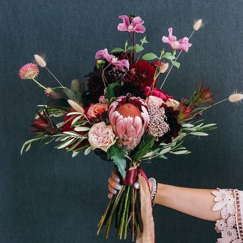 FLORAL SISTAS on Instagram: “BRIDAL BOUQUET | this bouquet from last year has proven a firm favourite with lots of our clients getting inspiration for it for their own…” King Protea Wedding Bouquet, Protea And Red Rose Bouquet, Queen Protea Bouquet, Pink Ice Protea Bouquet, Blushing Bride Protea Bouquet, Bunny Tail, Wedding Florist, Floral Bouquets, Happy Easter