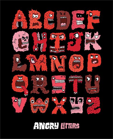 Horror Typography Graphic Design, Trippy Fonts Alphabet, Funky Typography Alphabet, Acid Design, Monster Letters, Trippy Alphabet Letters, Crazy Fonts, Funky Typography, Word Font