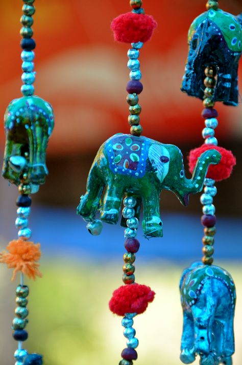 My love put claws in the sky. I kissed the wind. I spoke her name when I was alone. Indian Interiors, Rudyard Kipling, Deco Boheme, Elephant Love, Bead Ideas, Beaded Curtains, Blue Elephants, An Elephant, Garland Decor