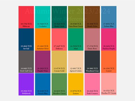 AutumnWinter 2023/2024 Trend forecasting on Behance Pantone Trends, Fall Color Trend, Pantone Fall, Pantone Colour Palettes, Fashion Trend Forecast, Color Forecasting, Color Palette Challenge, Color Trends Fashion, Fall Color Palette