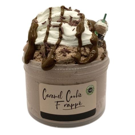 Slime With Clay, Carmel Frappe, Aesthetic Slime, Slime Food, Food Slime, Chocolate Slime, Caramel Frappe, Whipped Cream Chocolate, Slime Collection