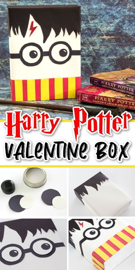 Book Themed Valentines Box For Kids, Diy Harry Potter Valentines Boxes, Valentines Show Box Ideas, Valentines Day Boxes For School For Girl Diy Easy, Book Valentines Boxes, Harry Potter Valentine Box Ideas Easy, Valentine Box Harry Potter, Hogwarts Valentine Box Ideas, Valentine Card Boxes For Kids Boys