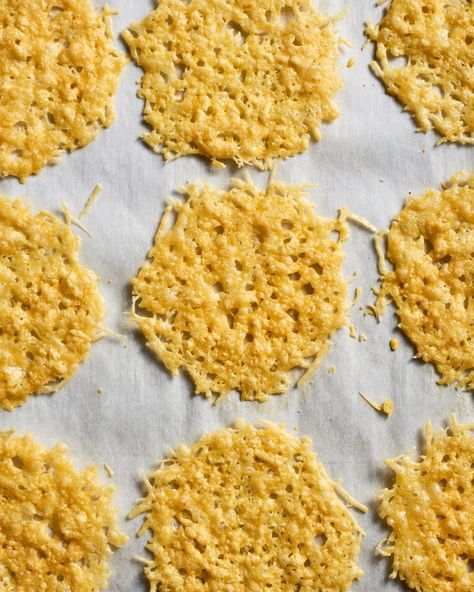 Parmesan Crisps Recipe (Crispy and Lacy) | Kitchn Parmesan Crisps Recipe, Parmesan Crackers, Crisps Recipe, Parmesan Cheese Crisps, Parmesan Chips, Unique Appetizers, Parmesan Crisps, Cheese Crisps, Baked Cheese