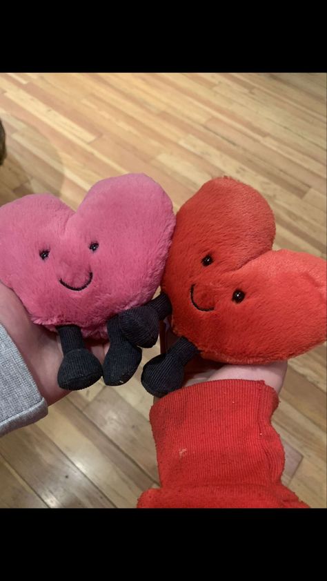 Stuff Animal For Boyfriend, Valentine’s Day Jelly Cat, Best Friend Jelly Cats, Jelly Cat Heart, Heart Stuffed Animal, Matching Couple Stuffed Animals, Jelly Cats Matching, Friends With Opposite Aesthetics, Valentine Stuffed Animals