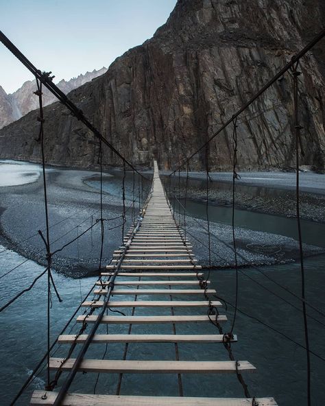 Hussaini Bridge, Upper Hunza, Gilgit Baltistan, Pakistan  #Pakistan #Gilgitbaltistan #travelawesome #travelinspiration #travellife… Hussaini Bridge, Baltit Fort, Pakistan Photos, Pictures Of Beautiful Places, Us Friends, Pakistan Travel, Gilgit Baltistan, Travel Tours, Bay Bridge