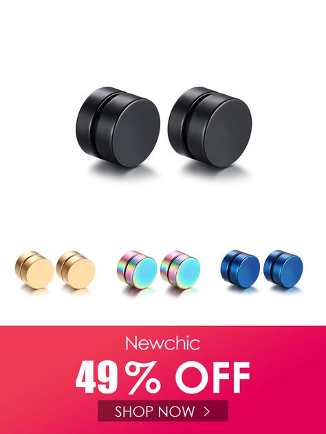 I found this amazing Punk Magnetic No Pierced Mens Earrings Stainless Steel Round Clip On Stud Earrings for Men Women with US$10.33,and 14 days return or refund guarantee protect to us. --Newchic Mens Earrings, Mens Jewelry Box, Silicone Wedding Rings, Stud Earrings For Men, Real Gold Jewelry, Rich Money, Earrings For Men, Make Money Now, Skull Jewelry