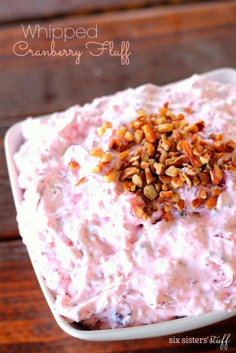 This Whipped Cranberry Fluff is perfect for Thanksgiving dinner! Whipped Cranberry Fluff, Fluff Recipes, Fluff Salads, Cranberry Fluff, Fluff Salad, Weekly Menu Plan, Six Sisters Stuff, Fluff Recipe, Bruschetta Ingredients