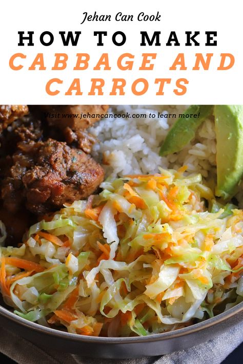 Jamaican Cabbage, Cabbage And Carrots, Meat Stew, Guyanese Recipes, Cauliflower Potatoes Salad, Steamed Cabbage, Steamed Carrots, Bake Mac And Cheese, Carrots And Potatoes