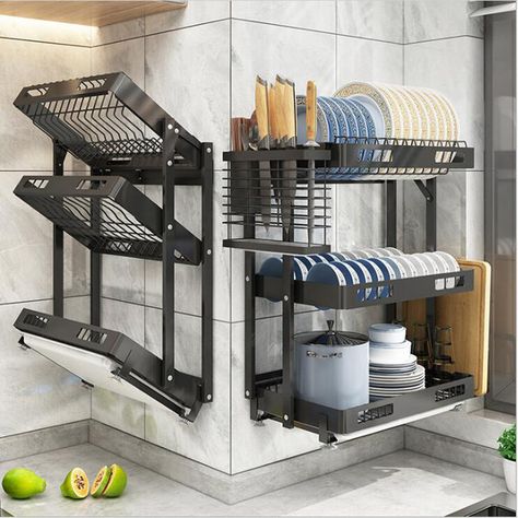 Wall Mounted Dish Rack, Spice Rack Storage, Dish Drying Rack, Kitchen Plate, Studio Kitchen, Cutlery Holder, Dish Drainers, Kitchen Storage Rack, Dish Rack