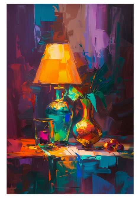 299 Still Life Funky Still Life, Creative Still Life Painting, Still Life Easy Painting, Still Life Oil Painting Fine Art, Still Life Painting Ideas, Still Life Inspiration, Intermediate Painting, Colourful Still Life, Abstract Still Life Painting