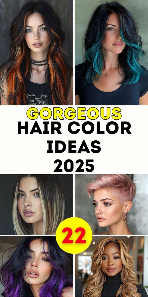 Transform your style with 22 hair color ideas for 2025, designed for brunettes, blondes, and dark-haired individuals. These unique and vivid styles include edgy red, purple, and split-color options. Perfect for fall or deep winter, these ideas cater to black hair, brunettes for Halloween, and blondes seeking bold alternatives. Purple Blonde Hair, Edgy Hair Color, Blonde Ends, Dark Purple Hair, Vivid Hair Color, Blonde Waves, Black Hair With Highlights, Gorgeous Hair Color, Hair Color Purple