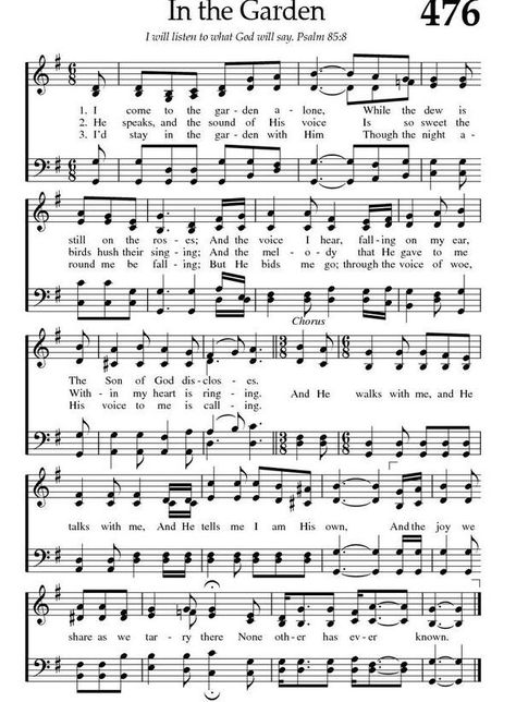 In The Garden (Hymn) SATB Hymn Tattoo Ideas, In The Garden Hymn, Brown Bedrooms, Lds Music, Printable Hymns, Gospel Song Lyrics, Christian Hymns, Hymn Sheet Music, Hymn Music