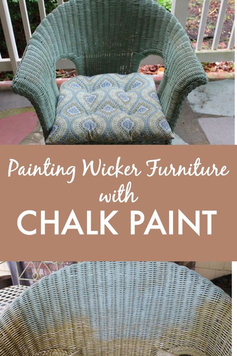 It's SUPER EASY to give your wicker furniture an update with chalk paint. Click through for step-by-step instructions. Refinish Wicker Furniture, Wicker Bench Makeover, Repaint Wicker Furniture, Upcycle Wicker Furniture, Outdoor Wicker Furniture Makeover, How To Paint Rattan Furniture, Wicker Bedroom Furniture Makeover, Redo Wicker Furniture Diy, How To Paint Wicker