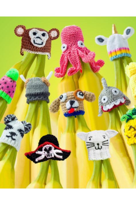 Transform your kitchen with Nana Hats! 🍌 Say goodbye to overripe bananas with these adorable silicone caps featuring charming crochet characters. With two magnets to hold them in place, these BPA-free caps inhibit the fruit's ripening process by slowing down gas release. Keep your bananas fresh and your kitchen cute! #KitchenEssentials #FreshFruit Kitchen Cute, Crochet Characters, Overripe Bananas, Crochet Hat Pattern, Bananas, Bpa Free, Crochet Hats, Magnets, Gadgets